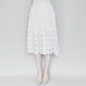 Maje Jardin Tulle And Appliqué Cream Skirt. Size 36/US Size S